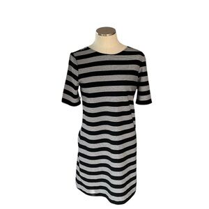 GAP T- Shirt Style Black and White Striped Dress with Scoop Back Size M